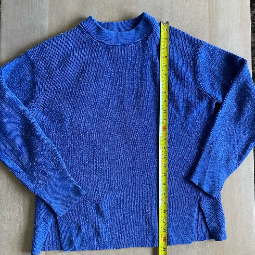 lululemon Merino Wool Blend Ribbed Blue Crew Neck Sweater - Picture 9 of 11